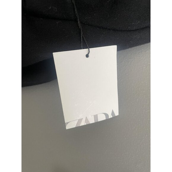 ZARA Hoodie Sweatshirt Womens Large Black Pullover Fleece Minimalist Nuetral - Picture 6 of 9